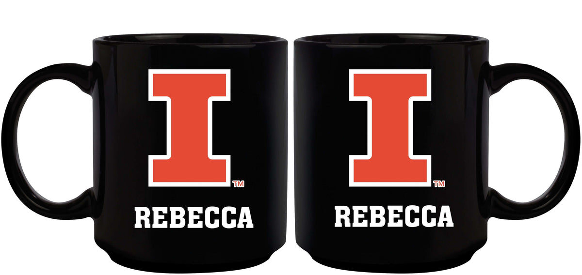 11oz Black Personalized Ceramic Mug | Illinois Fighting Illini COL, CurrentProduct, Custom Drinkware, Drinkware_category_All, Gift Ideas, ILL, Illinois Fighting Illini, Personalization, Personalized_Personalized 194207389102 $20.11