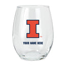 15oz Personalized Stemless Glass | Illinois Fighting Illini