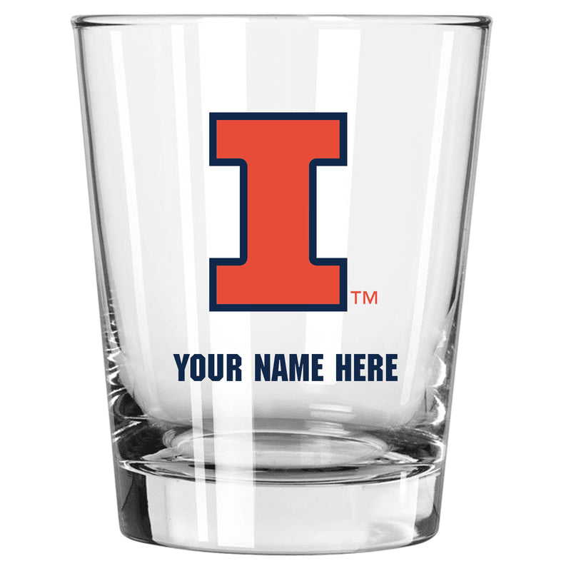 15oz Personalized Stemless Glass | Illinois Fighting Illini