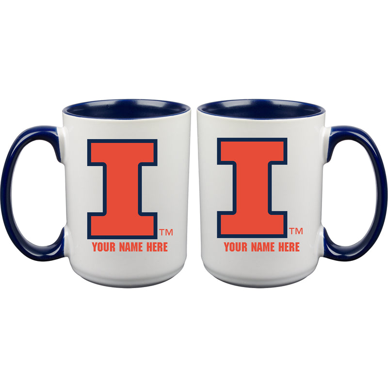 15oz Inner Color Personalized Ceramic Mug | Illinois Fighting Illini 2790PER, COL, CurrentProduct, Drinkware_category_All, ILL, Illinois Fighting Illini, Personalized_Personalized  $27.99