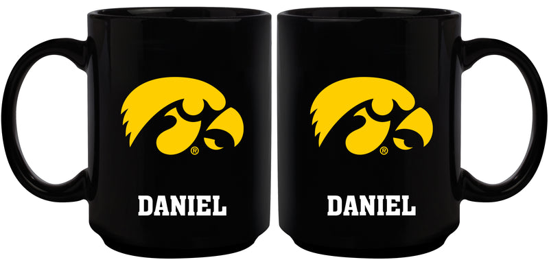 15oz Black Personalized Ceramic Mug | Iowa University COL, CurrentProduct, Drinkware_category_All, Engraved, IOW, Iowa Hawkeyes, Personalized_Personalized 194207505229 $21.86