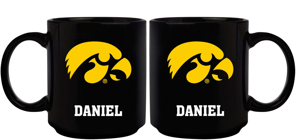 11oz Black Personalized Ceramic Mug | Iowa University COL, CurrentProduct, Custom Drinkware, Drinkware_category_All, Gift Ideas, IOW, Iowa Hawkeyes, Personalization, Personalized_Personalized 194207389027 $20.11