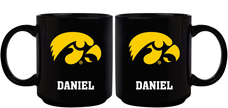 11oz Black Personalized Ceramic Mug | Iowa University COL, CurrentProduct, Custom Drinkware, Drinkware_category_All, Gift Ideas, IOW, Iowa Hawkeyes, Personalization, Personalized_Personalized 194207389027 $20.11