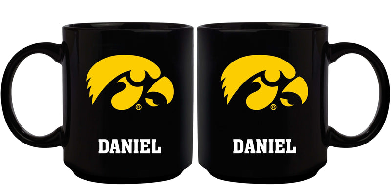 11oz Black Personalized Ceramic Mug | Iowa University COL, CurrentProduct, Custom Drinkware, Drinkware_category_All, Gift Ideas, IOW, Iowa Hawkeyes, Personalization, Personalized_Personalized 194207389027 $20.11