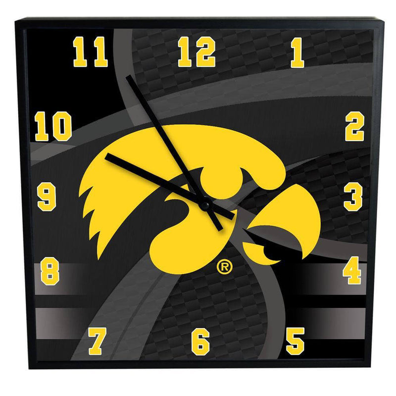 12 Inch Square Carbon Fiber Clock | Iowa University COL, IOW, Iowa Hawkeyes, OldProduct 687746320199 $25