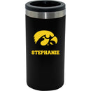12oz Personalized Black Stainless Steel Slim Can Holder | Iowa Hawkeyes