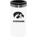 12oz Personalized White Stainless Steel Slim Can Holder | Iowa Hawkeyes
