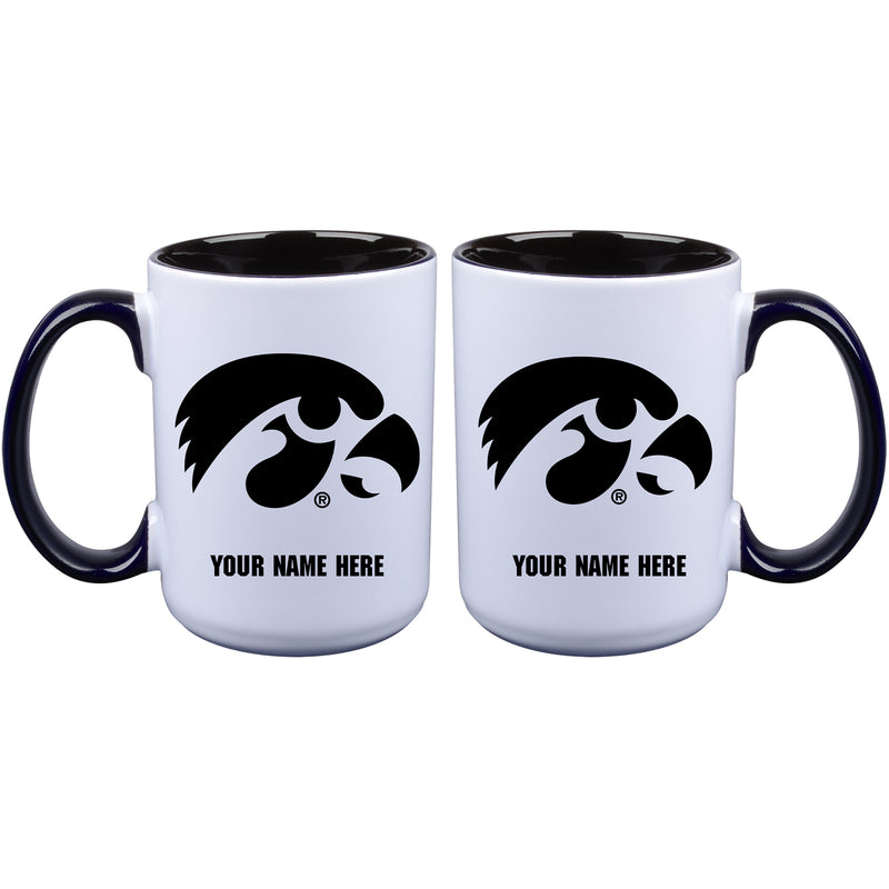 15oz Inner Color Personalized Ceramic Mug | Iowa Hawkeyes 2790PER, COL, CurrentProduct, Drinkware_category_All, IOW, Iowa Hawkeyes, Personalized_Personalized  $27.99