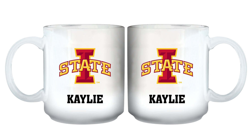 11oz White Personalized Ceramic Mug - Iowa State COL, CurrentProduct, Custom Drinkware, Drinkware_category_All, Gift Ideas, Iowa State Cyclones, IWS, Personalization, Personalized_Personalized 194207464977 $20.11