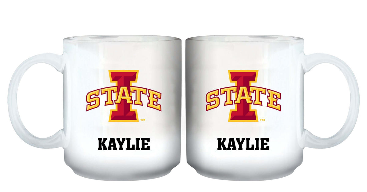 11oz White Personalized Ceramic Mug - Iowa State COL, CurrentProduct, Custom Drinkware, Drinkware_category_All, Gift Ideas, Iowa State Cyclones, IWS, Personalization, Personalized_Personalized 194207464977 $20.11