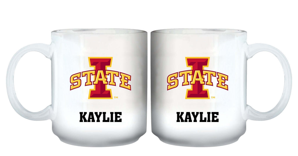 11oz White Personalized Ceramic Mug - Iowa State COL, CurrentProduct, Custom Drinkware, Drinkware_category_All, Gift Ideas, Iowa State Cyclones, IWS, Personalization, Personalized_Personalized 194207464977 $20.11