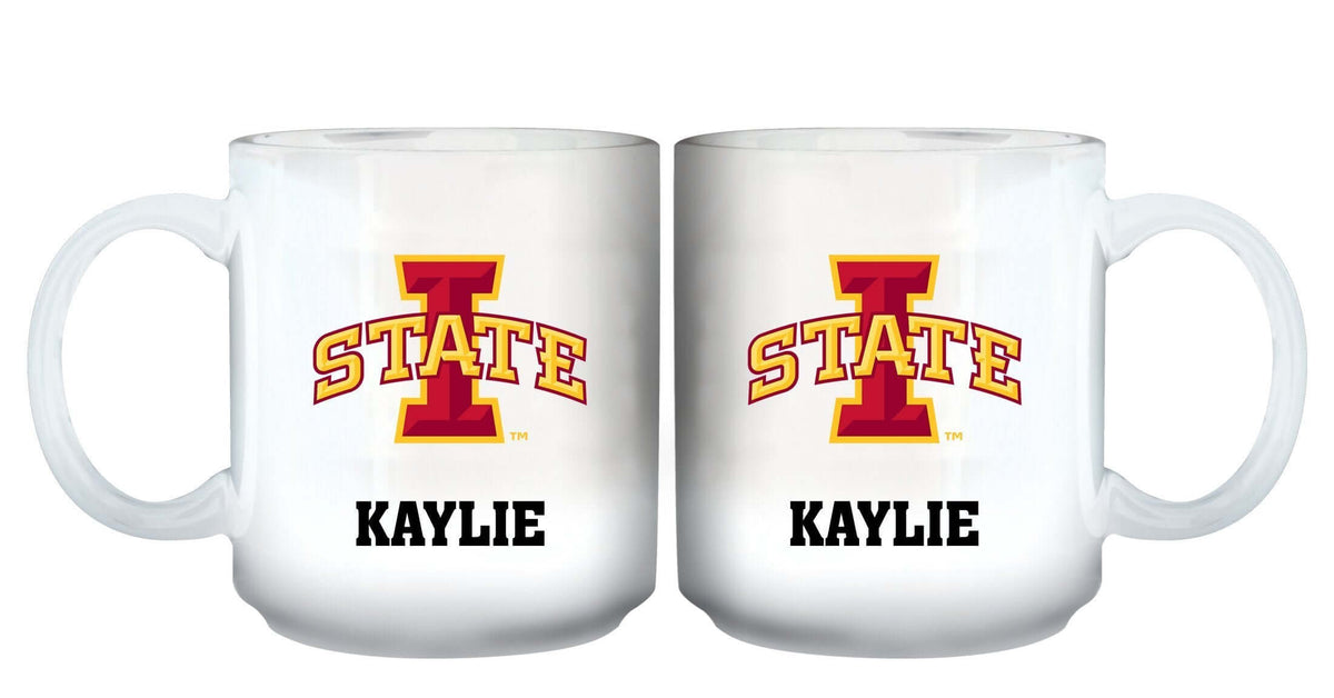 11oz White Personalized Ceramic Mug - Iowa State COL, CurrentProduct, Custom Drinkware, Drinkware_category_All, Gift Ideas, Iowa State Cyclones, IWS, Personalization, Personalized_Personalized 194207464977 $20.11