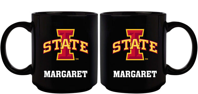 11oz Black Personalized Ceramic Mug - Iowa State COL, CurrentProduct, Custom Drinkware, Drinkware_category_All, Gift Ideas, Iowa State Cyclones, IWS, Personalization, Personalized_Personalized 194207388976 $20.11