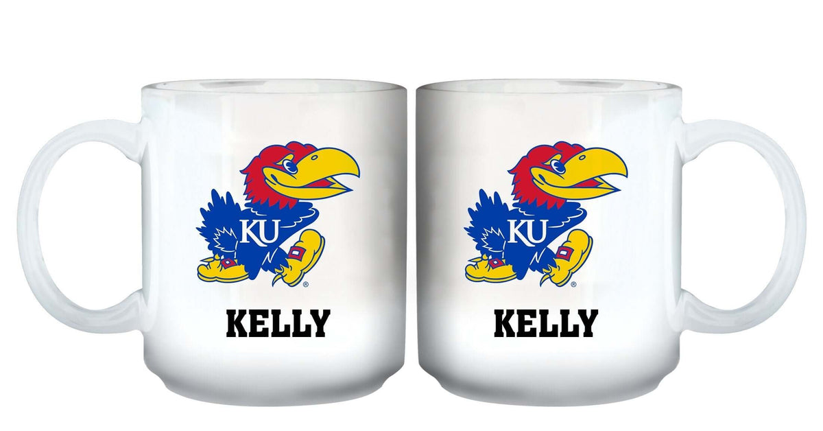11oz White Personalized Ceramic Mug | Kansas University COL, CurrentProduct, Custom Drinkware, Drinkware_category_All, Gift Ideas, KAN, Kansas Jayhawks, Personalization, Personalized_Personalized 194207464984 $20.11