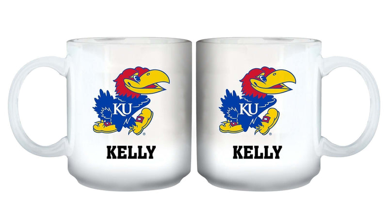 11oz White Personalized Ceramic Mug | Kansas University COL, CurrentProduct, Custom Drinkware, Drinkware_category_All, Gift Ideas, KAN, Kansas Jayhawks, Personalization, Personalized_Personalized 194207464984 $20.11