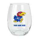15oz Personalized Stemless Glass | Kansas Jayhawks