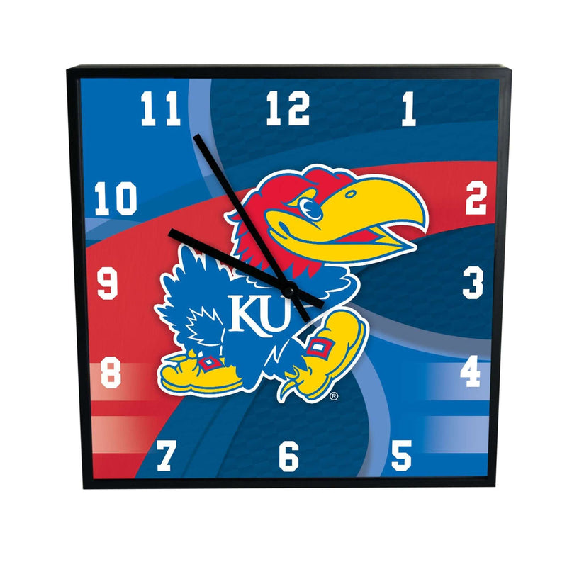 12 Inch Square Carbon Fiber Clock | Kansas Jayhawks COL, KAN, Kansas Jayhawks, OldProduct 687746320205 $25