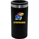 12oz Personalized Black Stainless Steel Slim Can Holder | Kansas Jayhawks