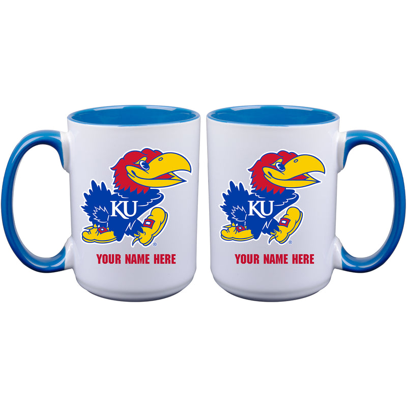15oz Inner Color Personalized Ceramic Mug | Kansas Jayhawks 2790PER, COL, CurrentProduct, Drinkware_category_All, KAN, Kansas Jayhawks, Personalized_Personalized  $27.99