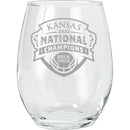 15oz Etched Stemless Wine Glass | Kansas Jayhawks Men's Basketball National Champions 2022