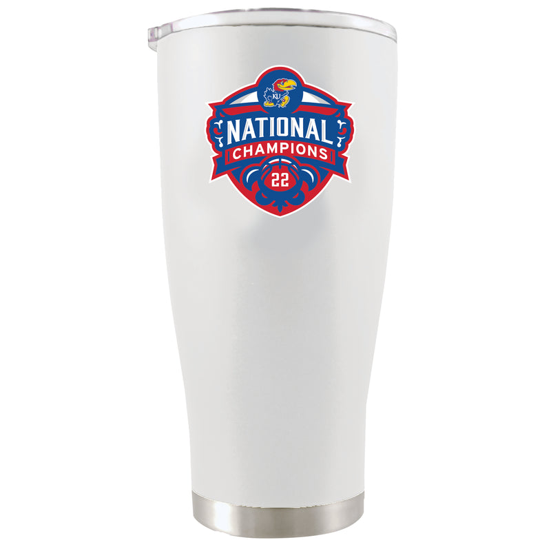 20oz White Stainless Steel Tumbler | Kansas Jayhawks Men's Basketball National Champions 2022