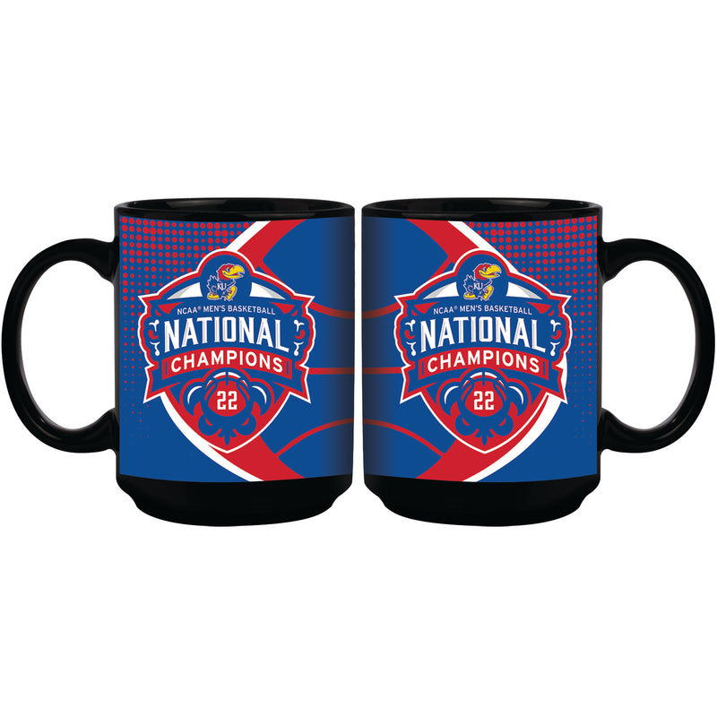 11oz Black Sublimated Mug | Kansas Jayhawks Men's Basketball National Champions 2022