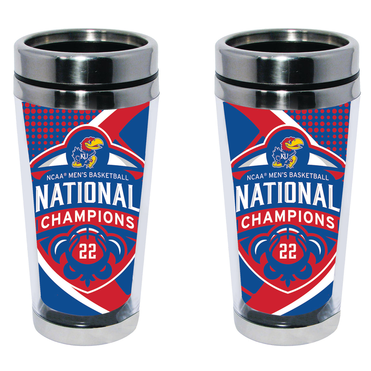 16oz Stainless Steel Tumbler with Insert | Kansas Jayhawks Men's Basketball National Champions 2022