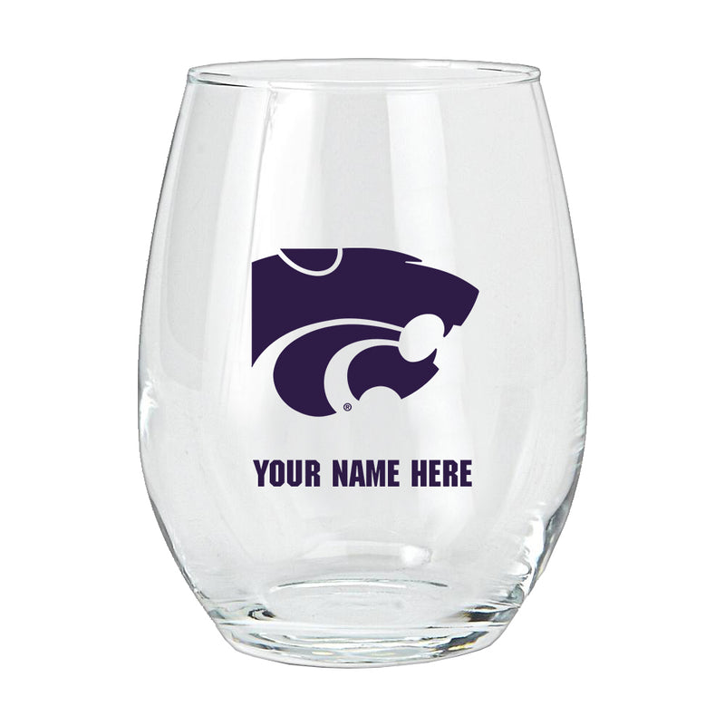 15oz Personalized Stemless Glass | Kansas State Wildcats