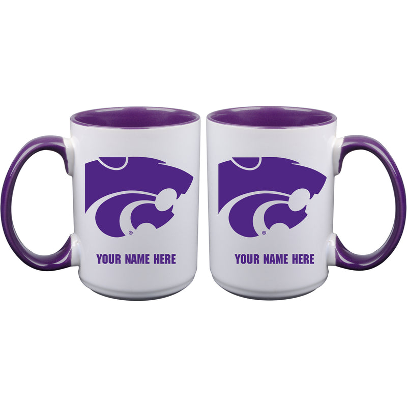 15oz Inner Color Personalized Ceramic Mug | Kansas State Wildcats 2790PER, COL, CurrentProduct, Drinkware_category_All, Kansas State Wildcats, KAS, Personalized_Personalized  $27.99