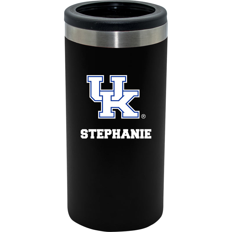 12oz Personalized Black Stainless Steel Slim Can Holder | Kentucky Wildcats