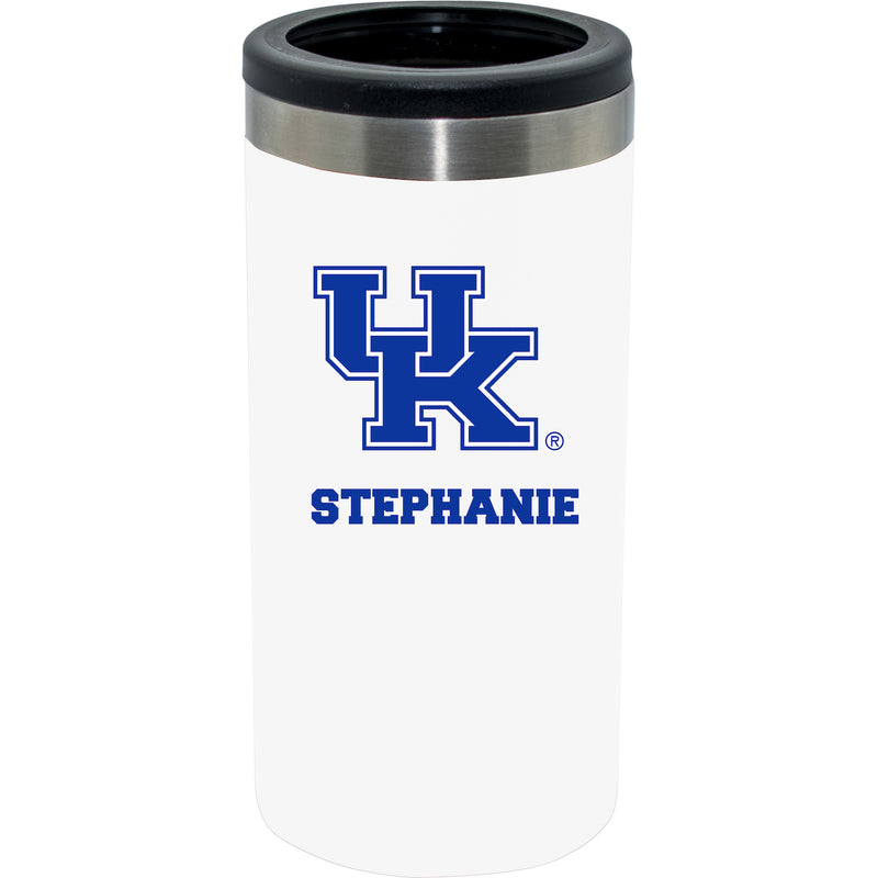 12oz Personalized White Stainless Steel Slim Can Holder | Kentucky Wildcats