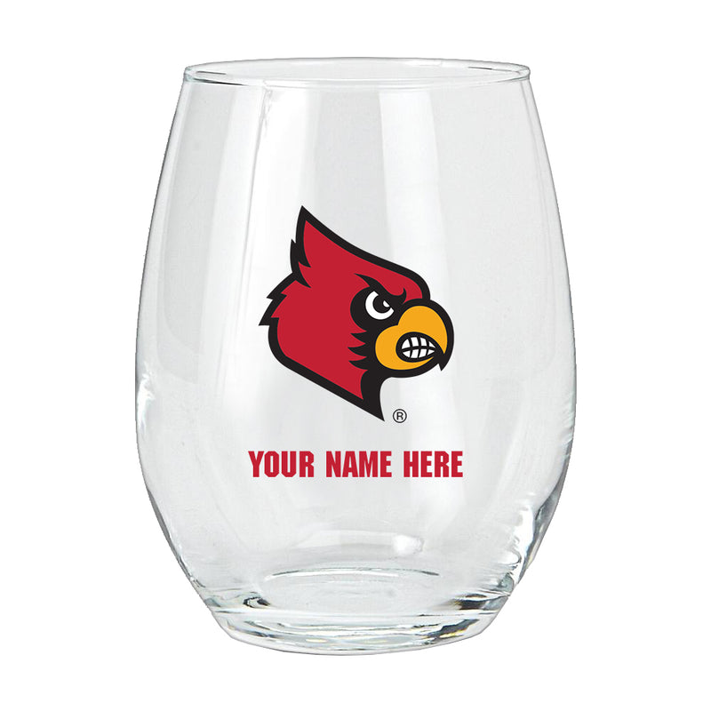 15oz Personalized Stemless Glass | Louisville Cardinals