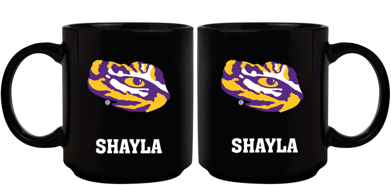 11oz Black Personalized Ceramic Mug - LSU COL, CurrentProduct, Custom Drinkware, Drinkware_category_All, Gift Ideas, LSU, LSU Tigers, Personalization, Personalized_Personalized 194207388730 $20.11