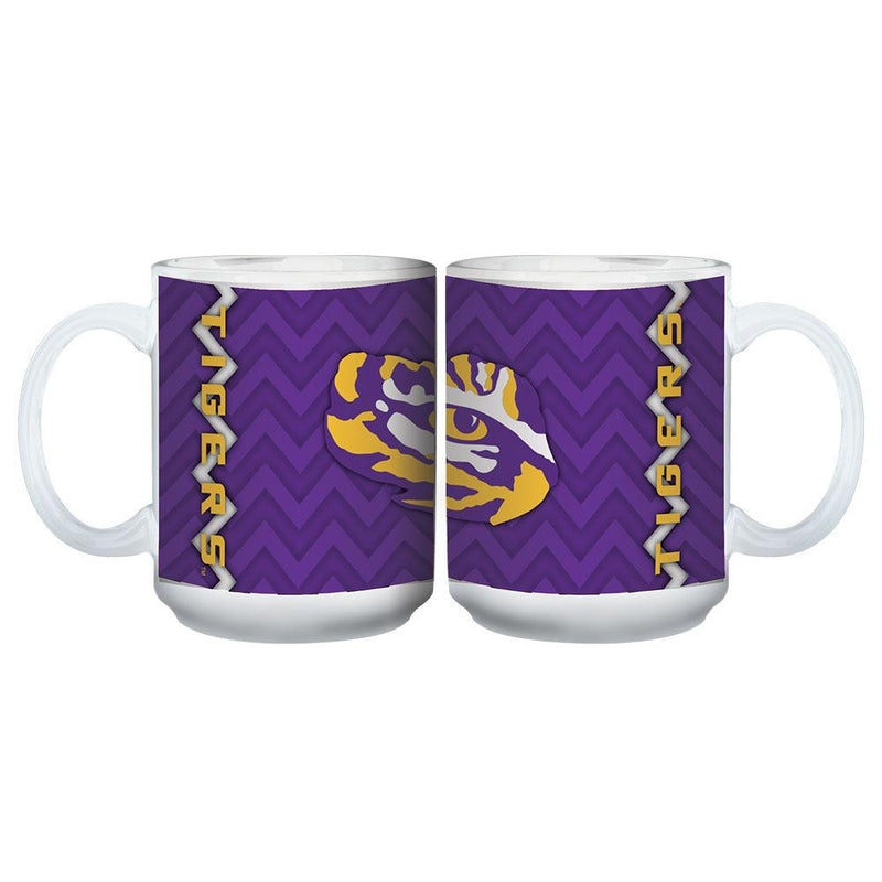 15oz Chevron Design White Mug | LSU COL, LSU, LSU Tigers, OldProduct 687746112954 $12