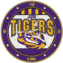 12in Art Glass Clock - LSU University COL, CurrentProduct, Home & Office_category_All, LSU, LSU Tigers 687746445588 $35
