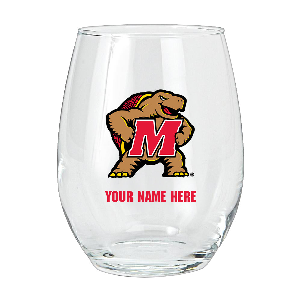 15oz Personalized Stemless Glass | Maryland Terrapins
