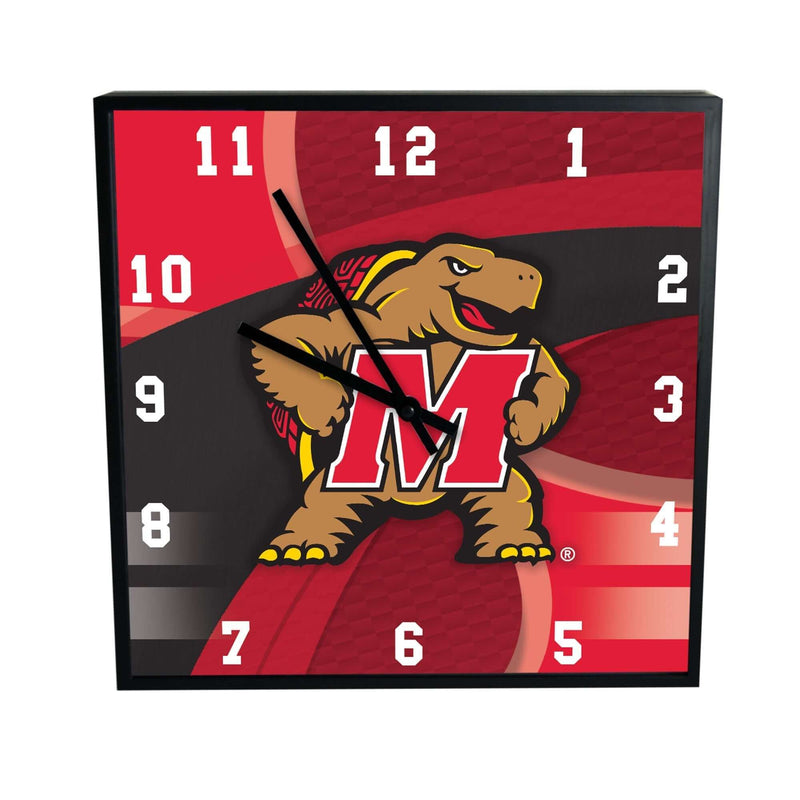 12 Inch Square Carbon Fiber Clock | Maryland Terrapins COL, MAR, Maryland Terrapins, OldProduct 687746378657 $25
