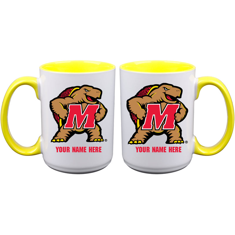 15oz Inner Color Personalized Ceramic Mug | Maryland Terrapins 2790PER, COL, CurrentProduct, Drinkware_category_All, MAR, Maryland Terrapins, Personalized_Personalized  $27.99