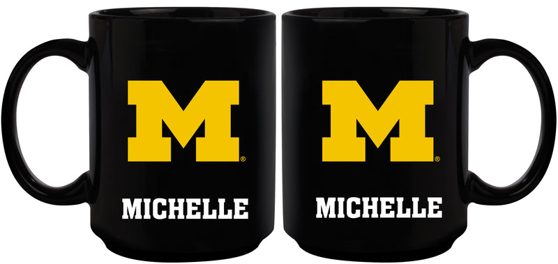 15oz Black Personalized Ceramic Mug | Michigan Wolverines COL, CurrentProduct, Drinkware_category_All, Engraved, MH, Michigan Wolverines, Personalized_Personalized 194207505304 $21.86