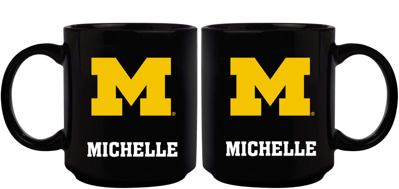 11oz Black Personalized Ceramic Mug | Michigan Wolverines COL, CurrentProduct, Custom Drinkware, Drinkware_category_All, Gift Ideas, MH, Michigan Wolverines, Personalization, Personalized_Personalized 194207388617 $20.11
