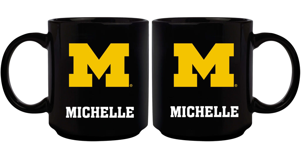 11oz Black Personalized Ceramic Mug | Michigan Wolverines COL, CurrentProduct, Custom Drinkware, Drinkware_category_All, Gift Ideas, MH, Michigan Wolverines, Personalization, Personalized_Personalized 194207388617 $20.11
