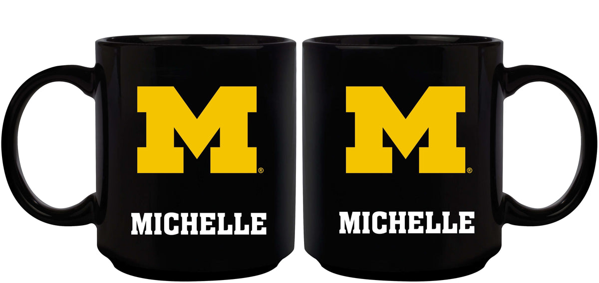 11oz Black Personalized Ceramic Mug | Michigan Wolverines COL, CurrentProduct, Custom Drinkware, Drinkware_category_All, Gift Ideas, MH, Michigan Wolverines, Personalization, Personalized_Personalized 194207388617 $20.11