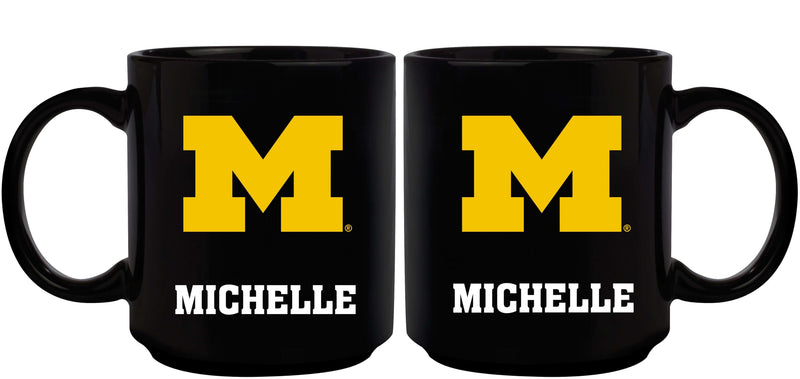 11oz Black Personalized Ceramic Mug | Michigan Wolverines COL, CurrentProduct, Custom Drinkware, Drinkware_category_All, Gift Ideas, MH, Michigan Wolverines, Personalization, Personalized_Personalized 194207388617 $20.11