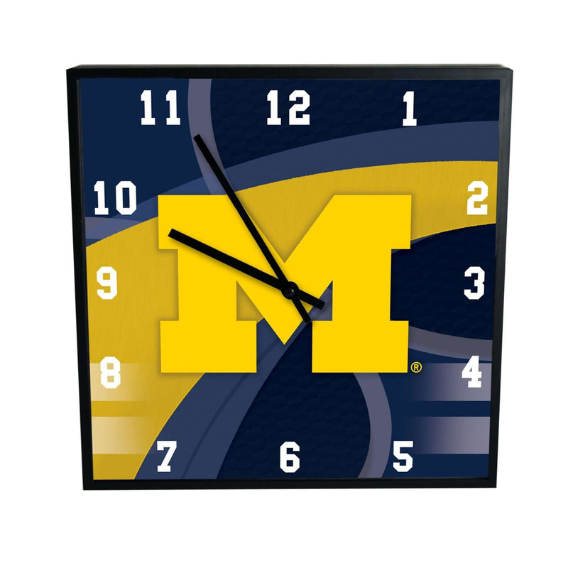 12 Inch Square Carbon Fiber Clock | Michigan University COL, MH, Michigan Wolverines, OldProduct 687746320236 $25