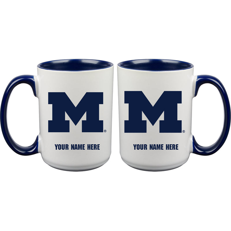 15oz Inner Color Personalized Ceramic Mug | Michigan Wolverines 2790PER, COL, CurrentProduct, Drinkware_category_All, MH, Michigan Wolverines, Personalized_Personalized  $27.99