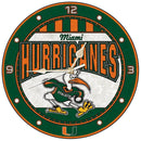 12 Inch Art Glass Clock | University of Miami COL, CurrentProduct, Home & Office_category_All, MIA, Miami Hurricanes 687746445618 $38.49