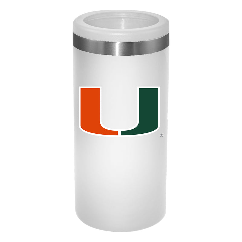 12oz White Slim Can Holder | Miami Hurricanes