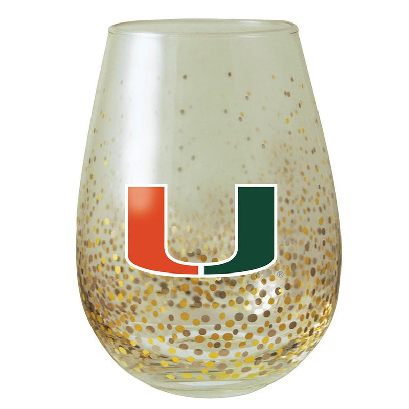15 oz Glitr Stmless Wn Gls U  OF MIAMI COL, MIA, Miami Hurricanes, OldProduct 888966958951 $14