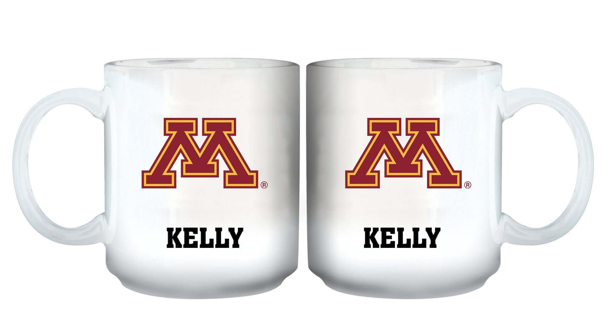 11oz White Personalized Ceramic Mug - Minnesota COL, CurrentProduct, Custom Drinkware, Drinkware_category_All, Gift Ideas, MIN, Minnesota Golden Gophers, Personalization, Personalized_Personalized 194207465066 $20.11