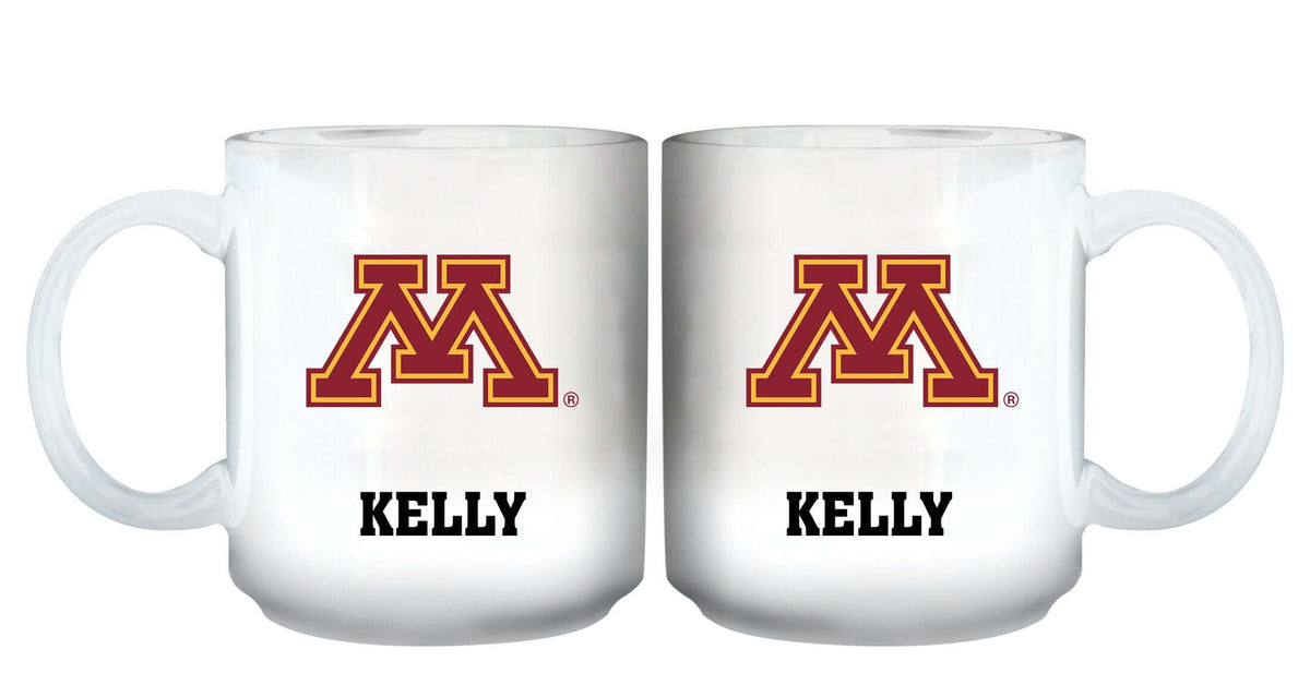 11oz White Personalized Ceramic Mug - Minnesota COL, CurrentProduct, Custom Drinkware, Drinkware_category_All, Gift Ideas, MIN, Minnesota Golden Gophers, Personalization, Personalized_Personalized 194207465066 $20.11